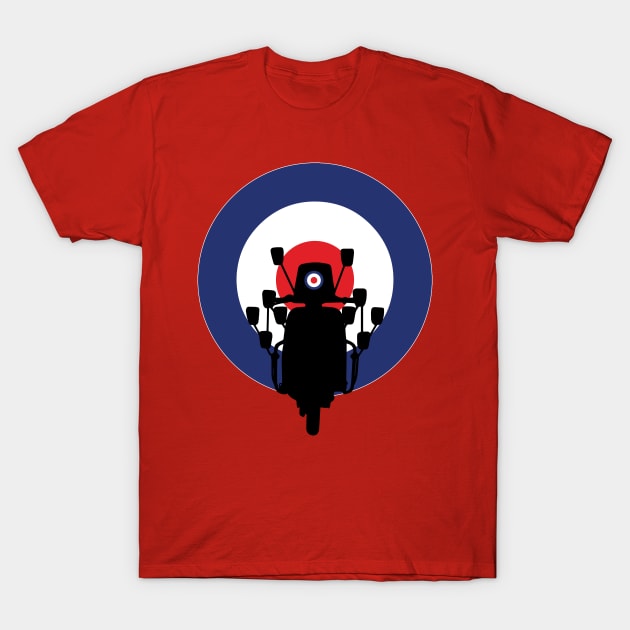 MOD Scooter silhouette with roundel as head lamp T-Shirt by Surfer Dave Designs